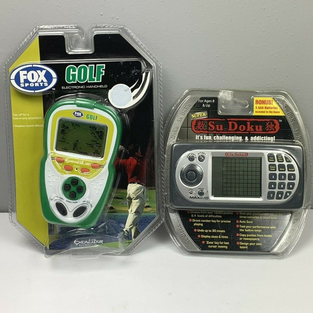 NIP Electronic Handheld Games Lot of 2 Fox Sports Golf Excalibur Super Soduko